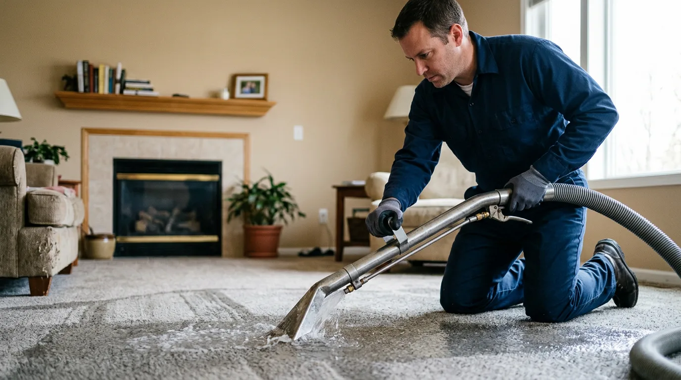 Water damage restoration technician working near Water View, VA